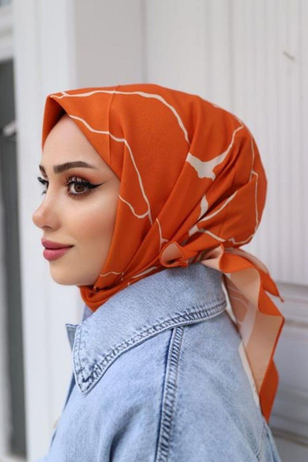 Mermer Desenli EŞARP Turuncu 1355 