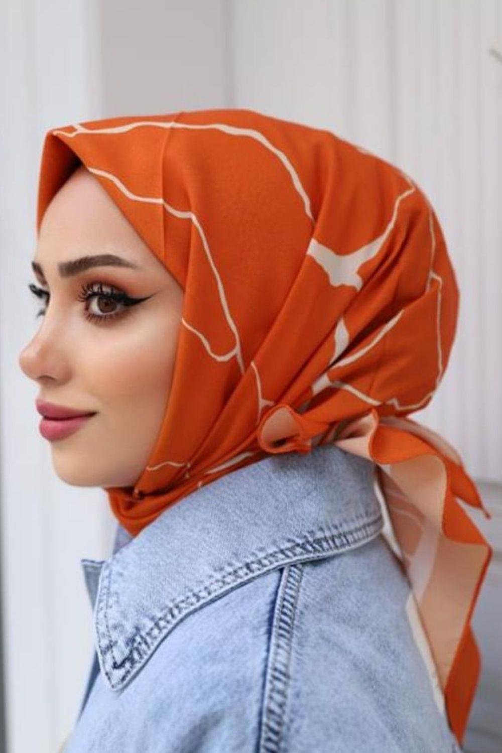 Mermer Desenli EŞARP Turuncu 1355 