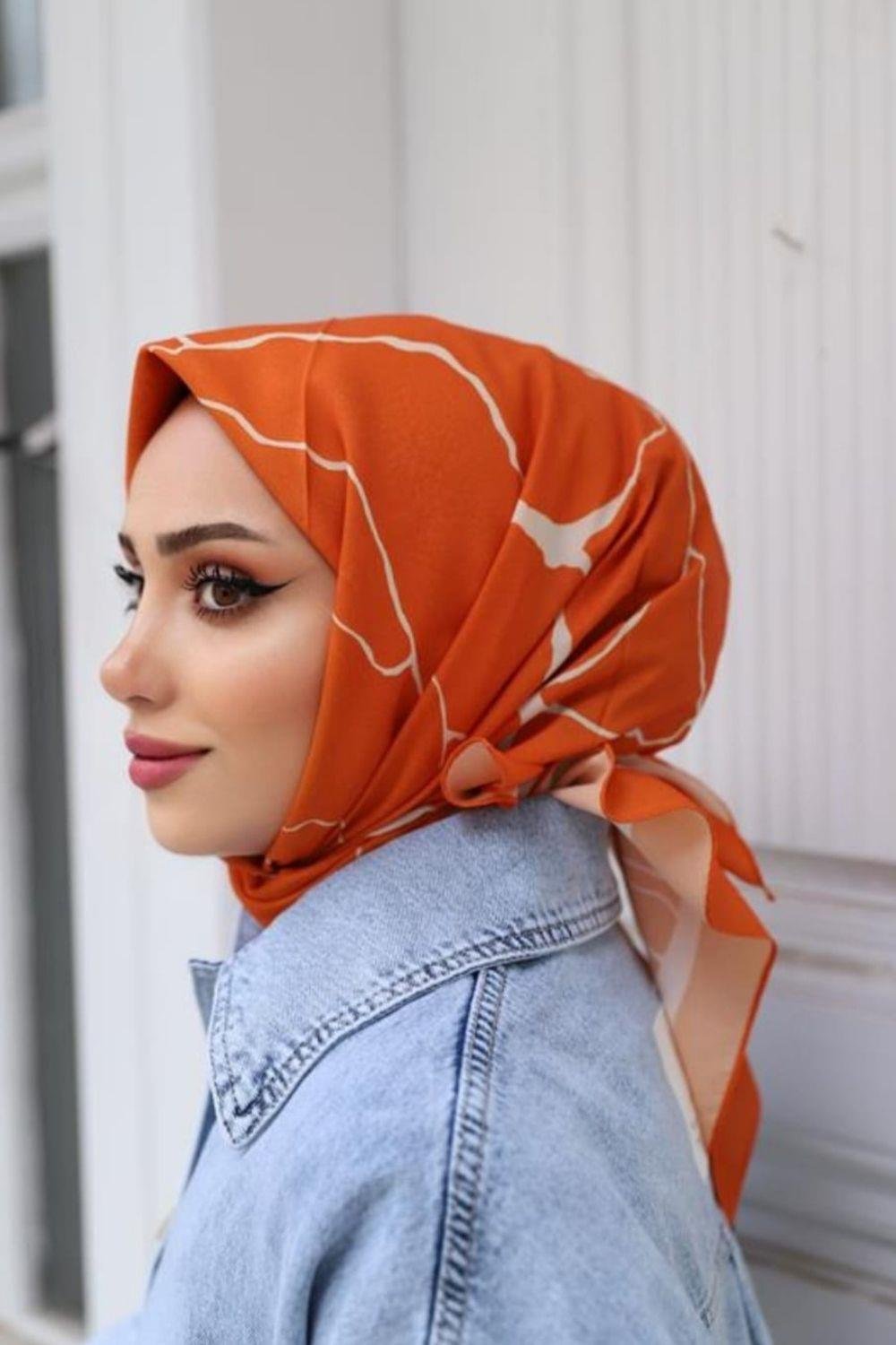 Mermer Desenli EŞARP Turuncu 1355 