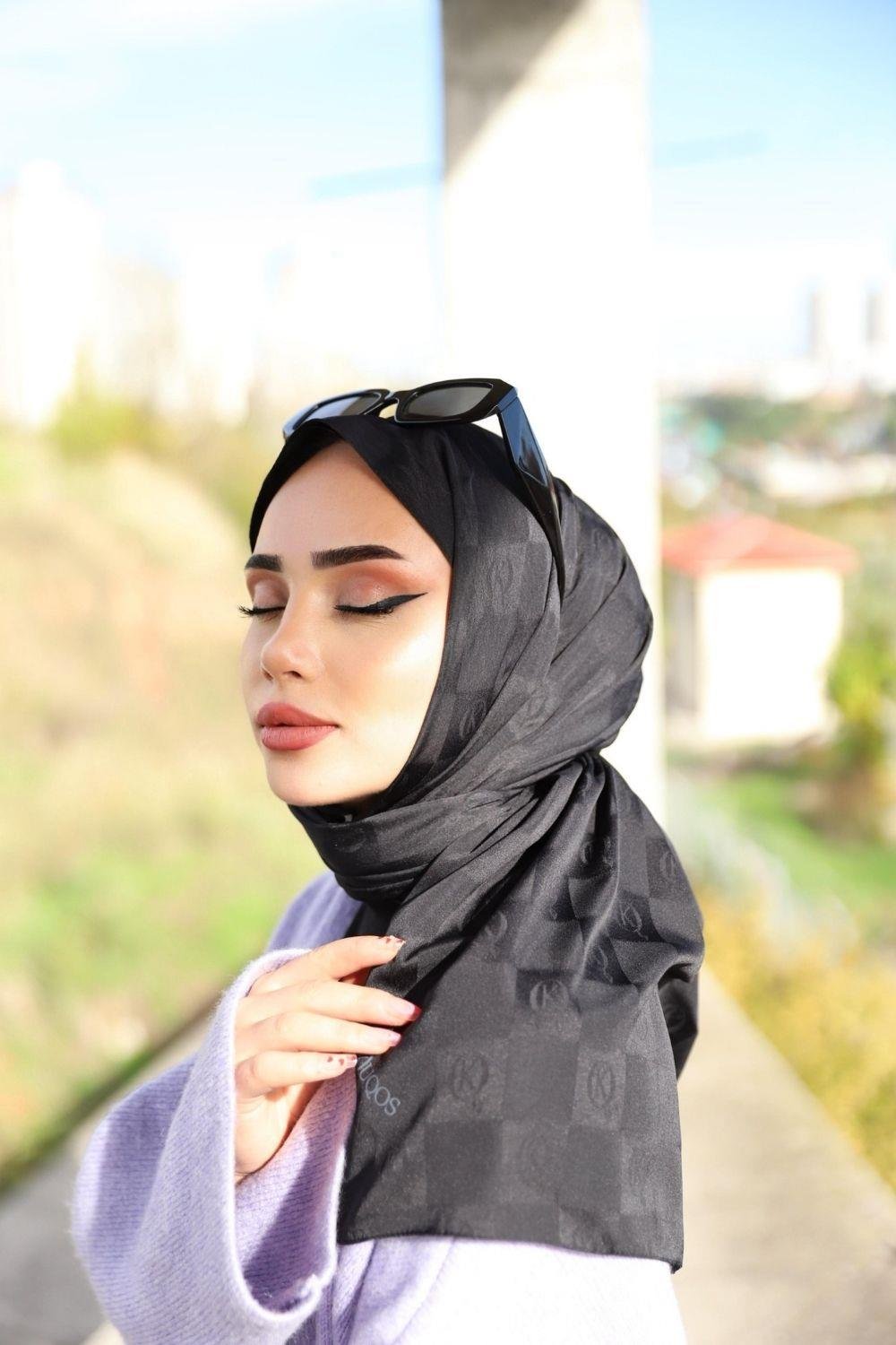 K Desenli Şal Siyah 13563 