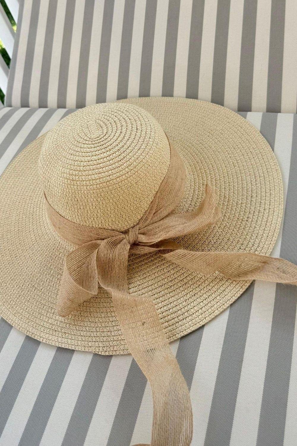 Hasır Şapka Fiyonklu Bej 14232 