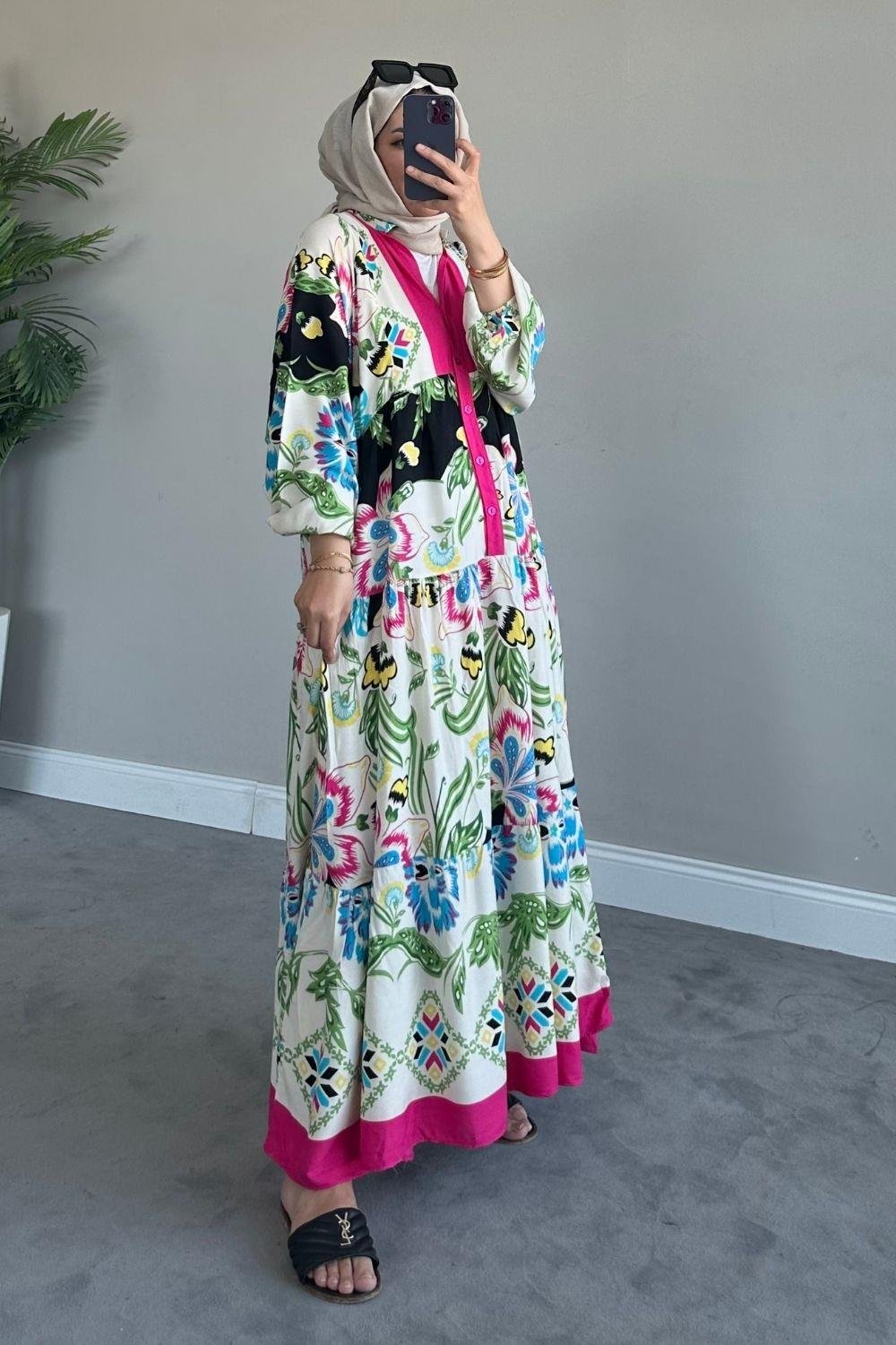 Valor Viskon Elbise Beyaz 1606 