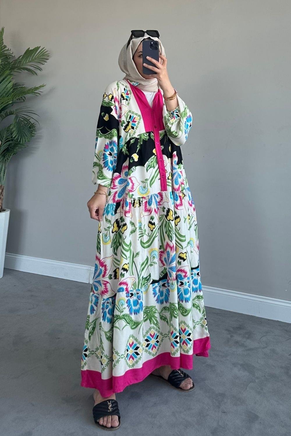 Valor Viskon Elbise Beyaz 1606 