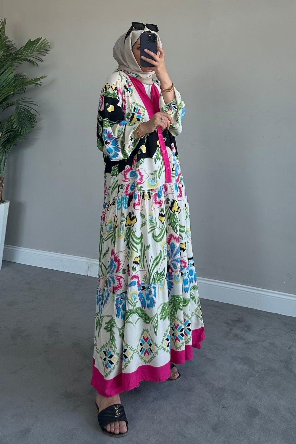 Valor Viskon Elbise Beyaz 1606 