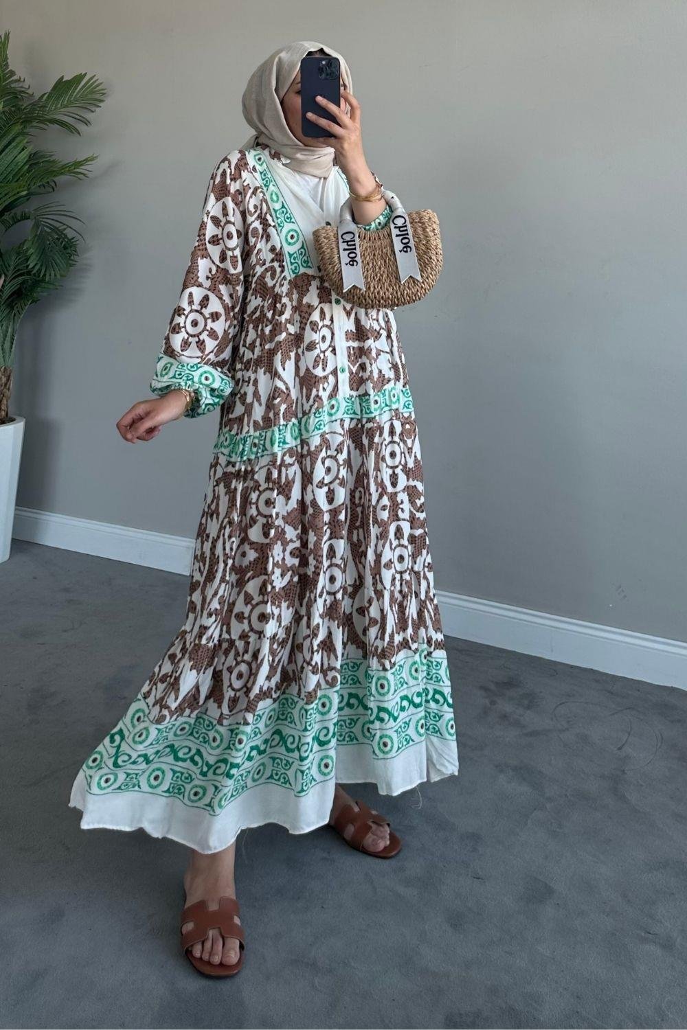 Valor Viskon Elbise Kahverengi 1606 