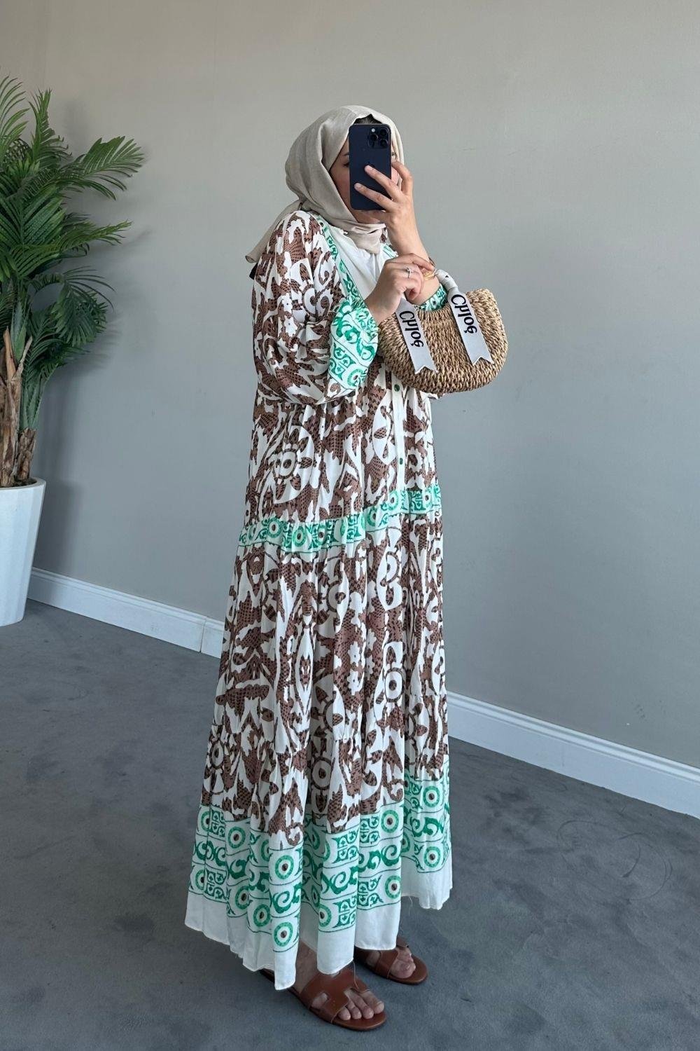 Valor Viskon Elbise Kahverengi 1606 