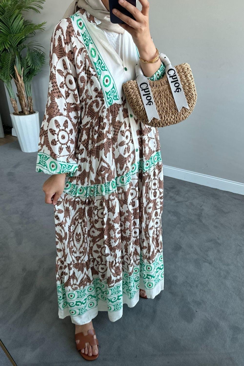 Valor Viskon Elbise Kahverengi 1606 