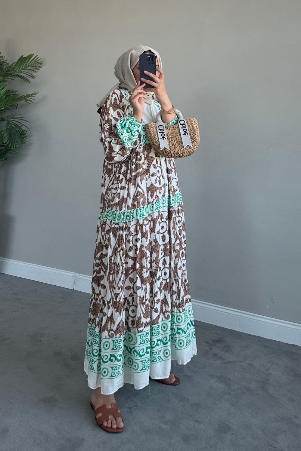 Valor Viskon Elbise Kahverengi 1606 