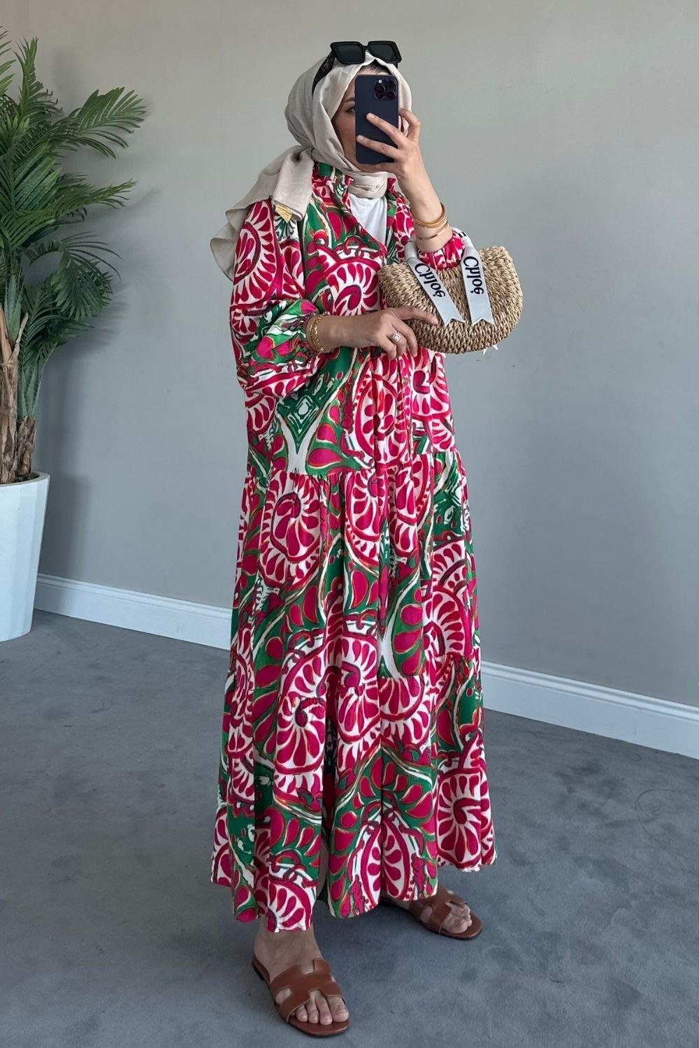 Valor Viskon Elbise Yeşil 1606 