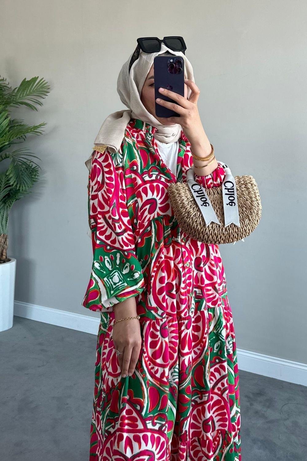 Valor Viskon Elbise Yeşil 1606 