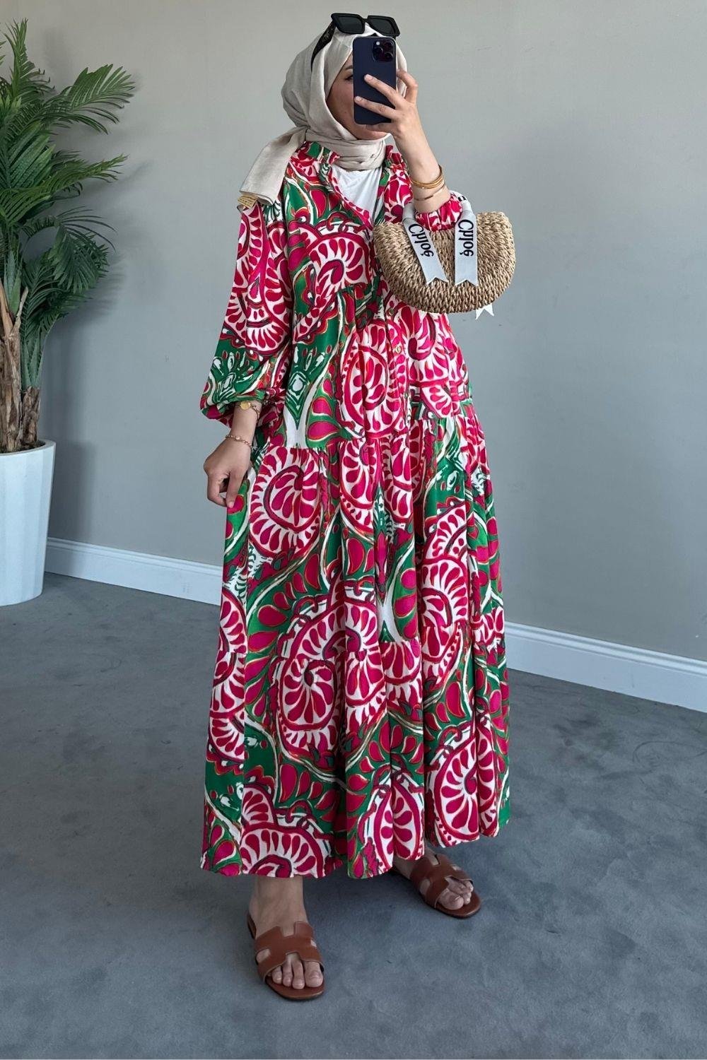 Valor Viskon Elbise Yeşil 1606 