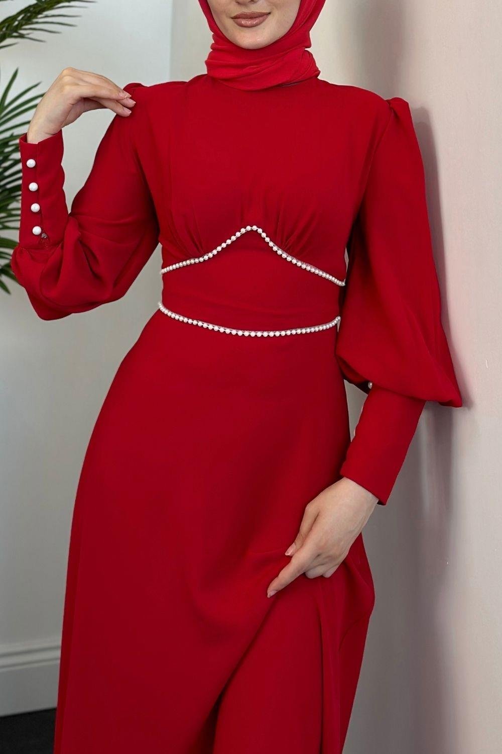 Meva Kalem Elbise Kırmızı 1907 