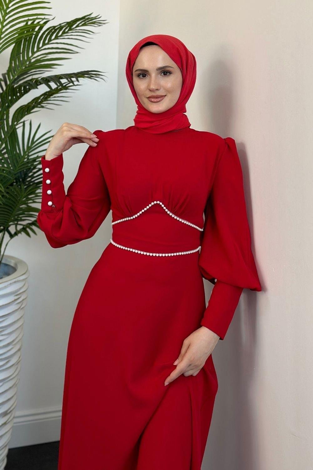 Meva Kalem Elbise Kırmızı 1907 