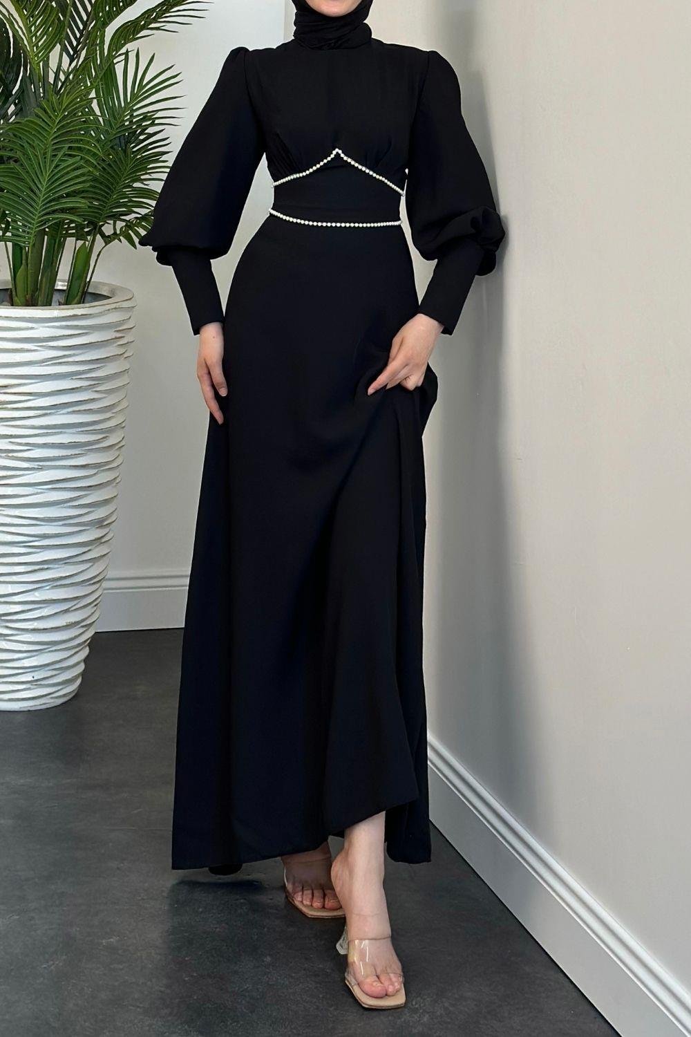 Meva Kalem Elbise Siyah 1907 