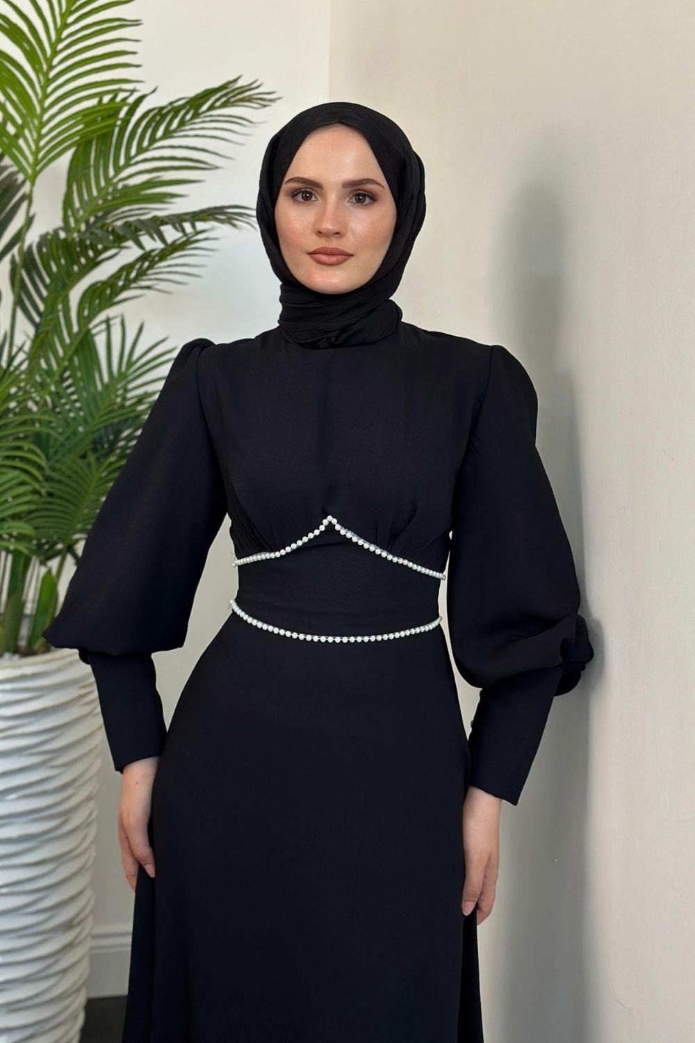 Meva Kalem Elbise Siyah 1907 