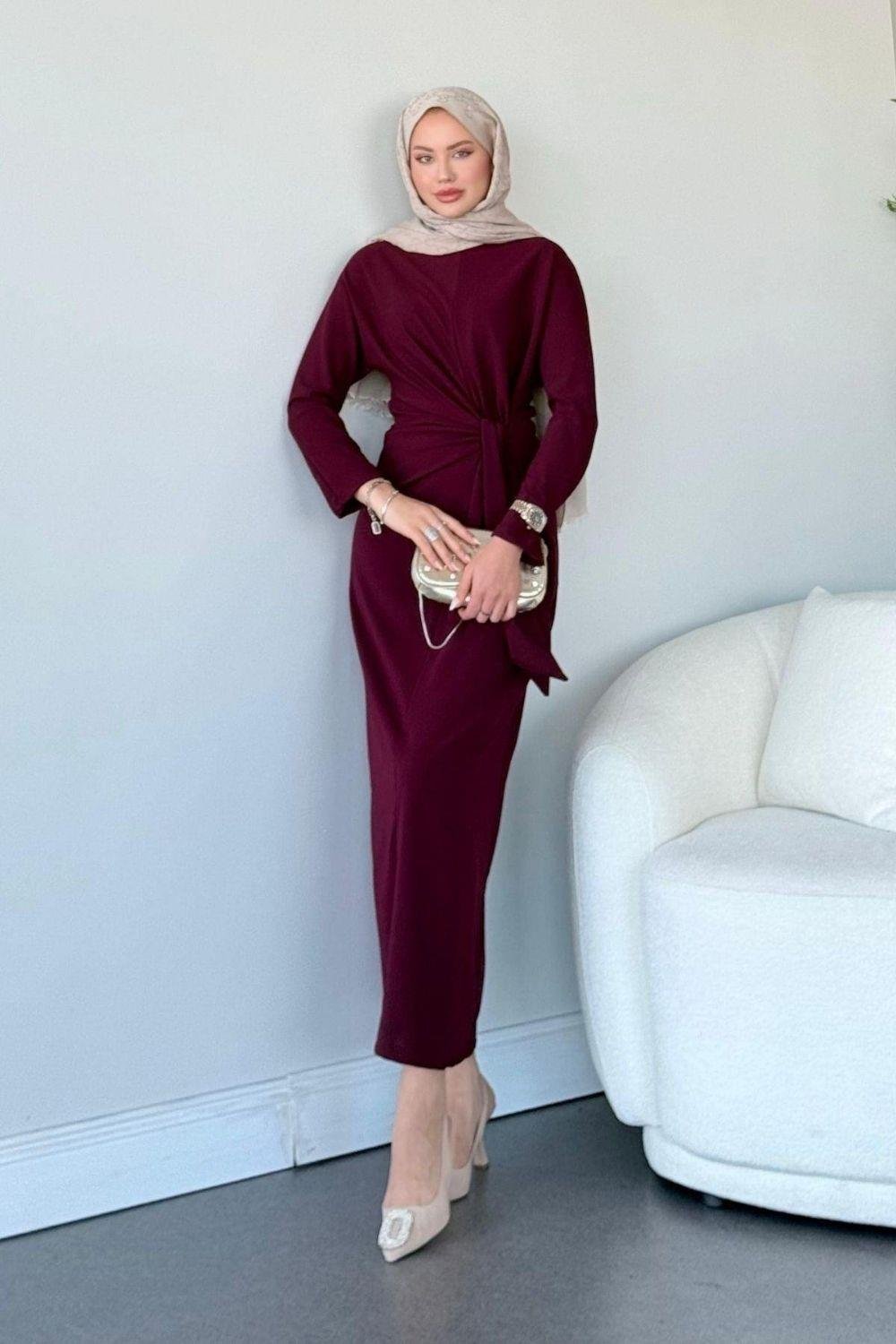 Orkide Elbise Bordo 20050 