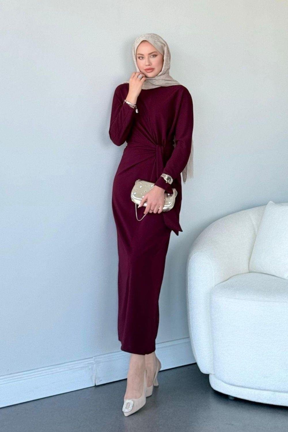 Orkide Elbise Bordo 20050 