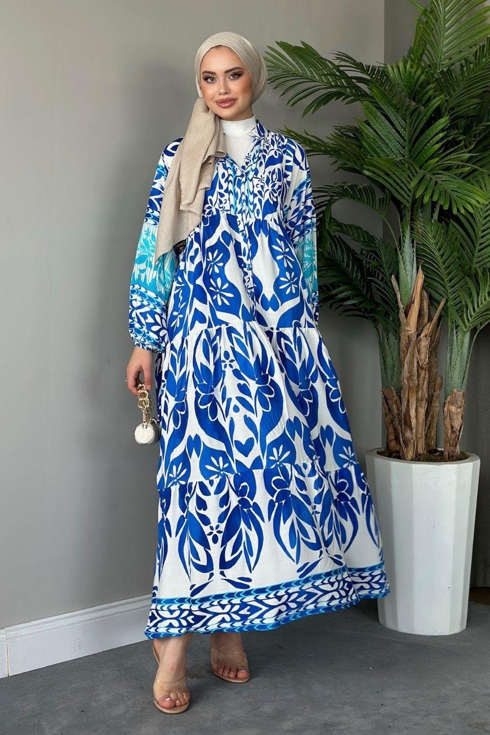 Pamuk Viskon Elbise Mavi 2011 