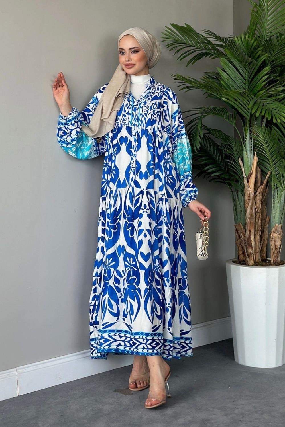 Pamuk Viskon Elbise Mavi 2011 