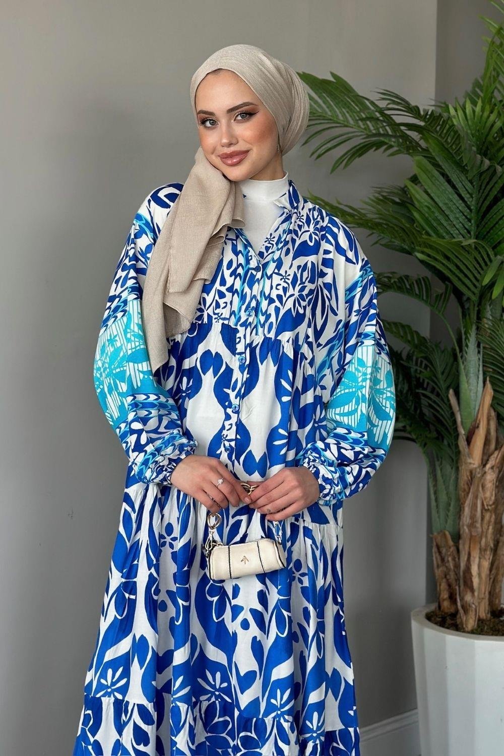 Pamuk Viskon Elbise Mavi 2011 