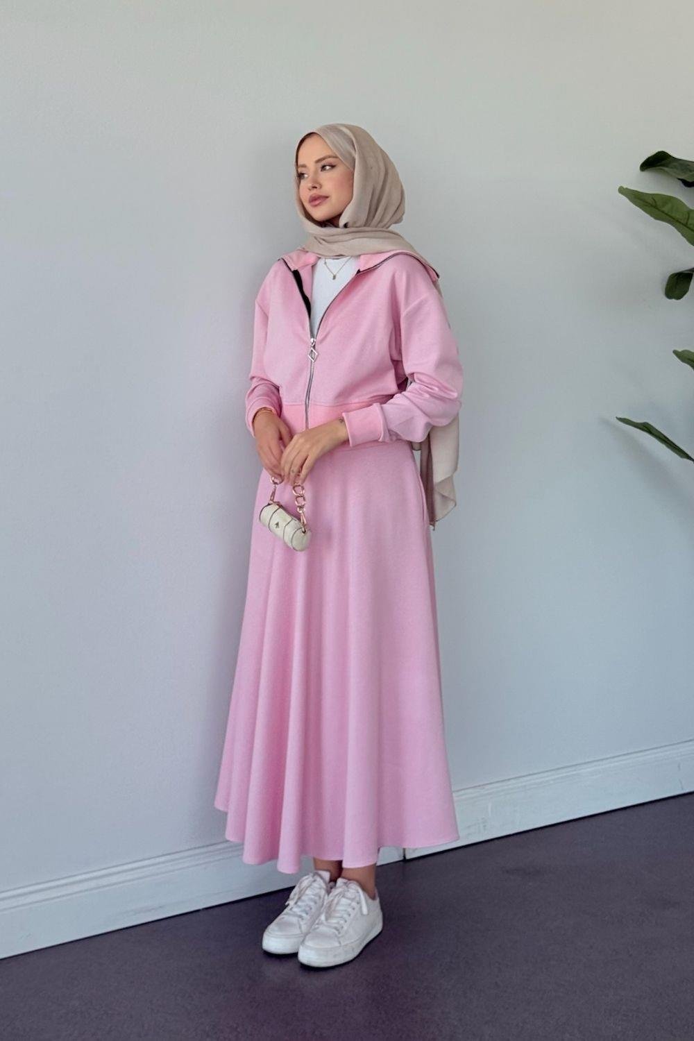 Moda Ribanalı Takım Pembe 20214 