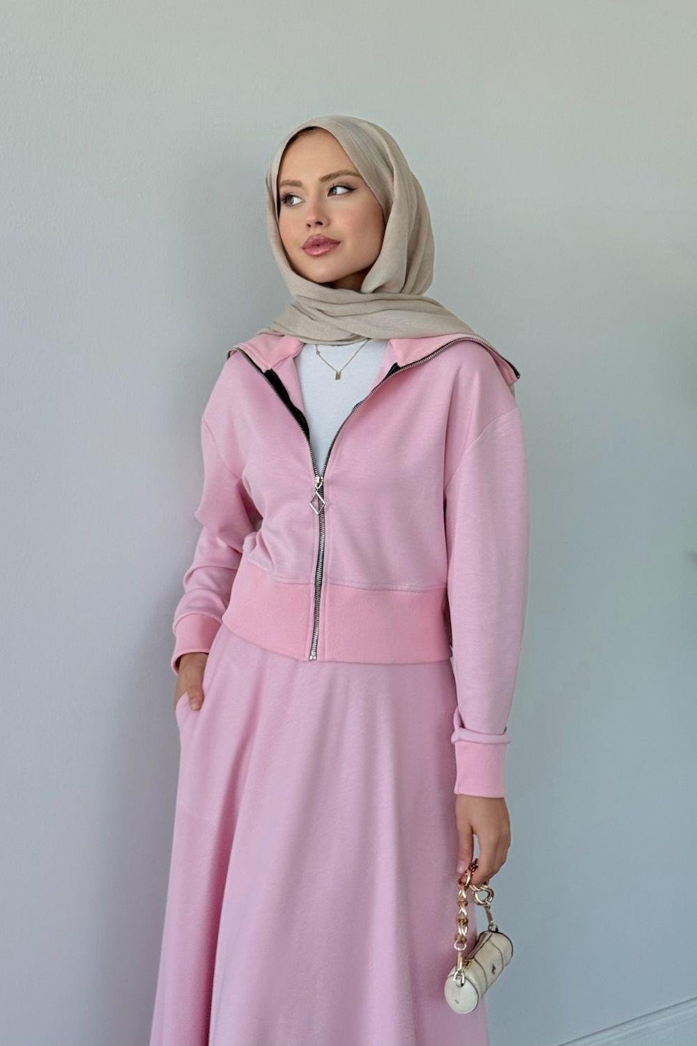 Moda Ribanalı Takım Pembe 20214 