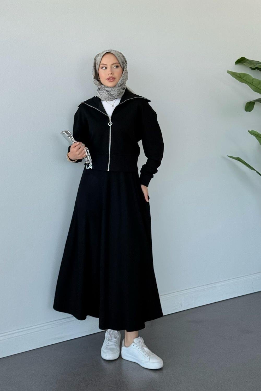 Moda Ribanalı Takım Siyah 20214 