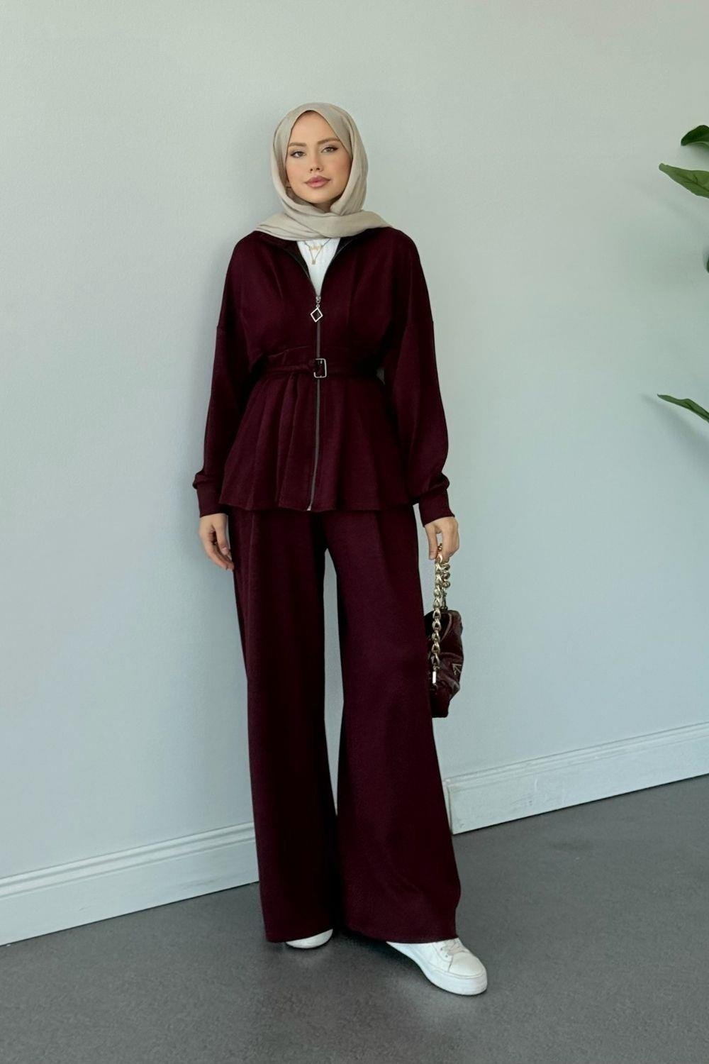 Polo Pantolon Pensli Takım Mürdüm 20217 