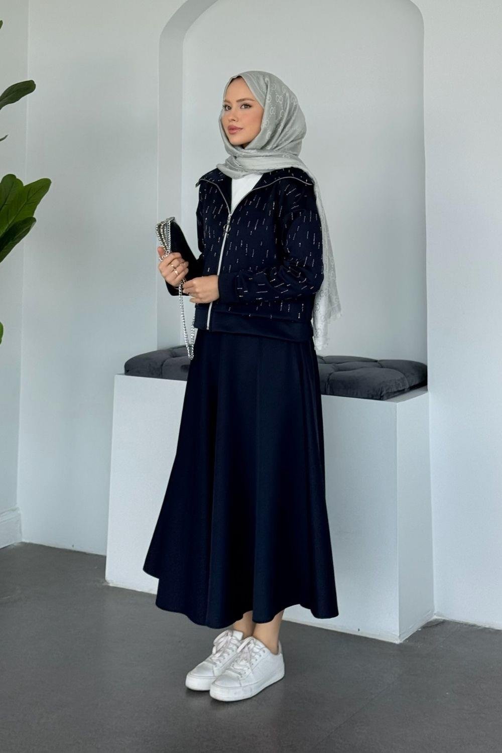 Perge Taşlı Takım Lacivert 20218 