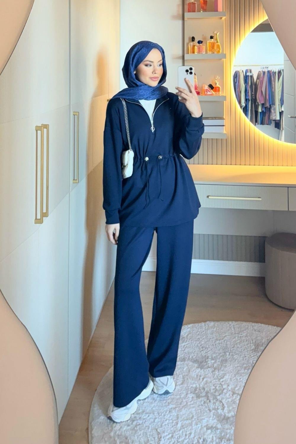 Ayla Yarı Fermuarlıi Takım Lacivert 20233 
