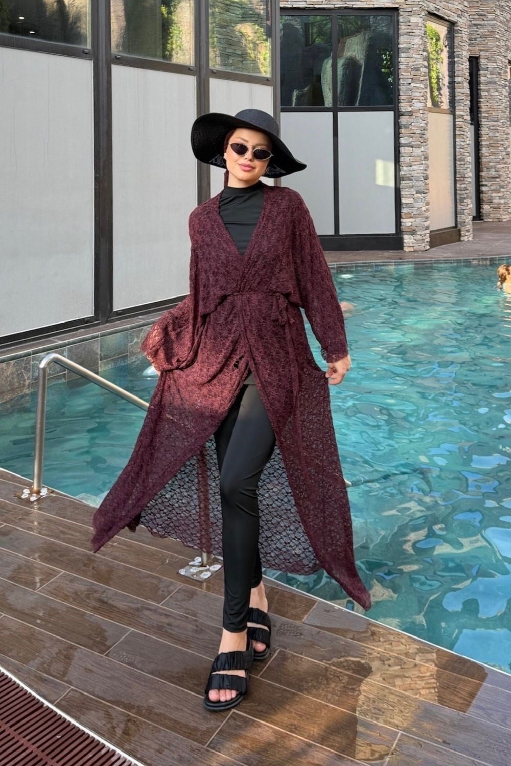 Rosa Bağlamalı Pareo Bordo 20276 
