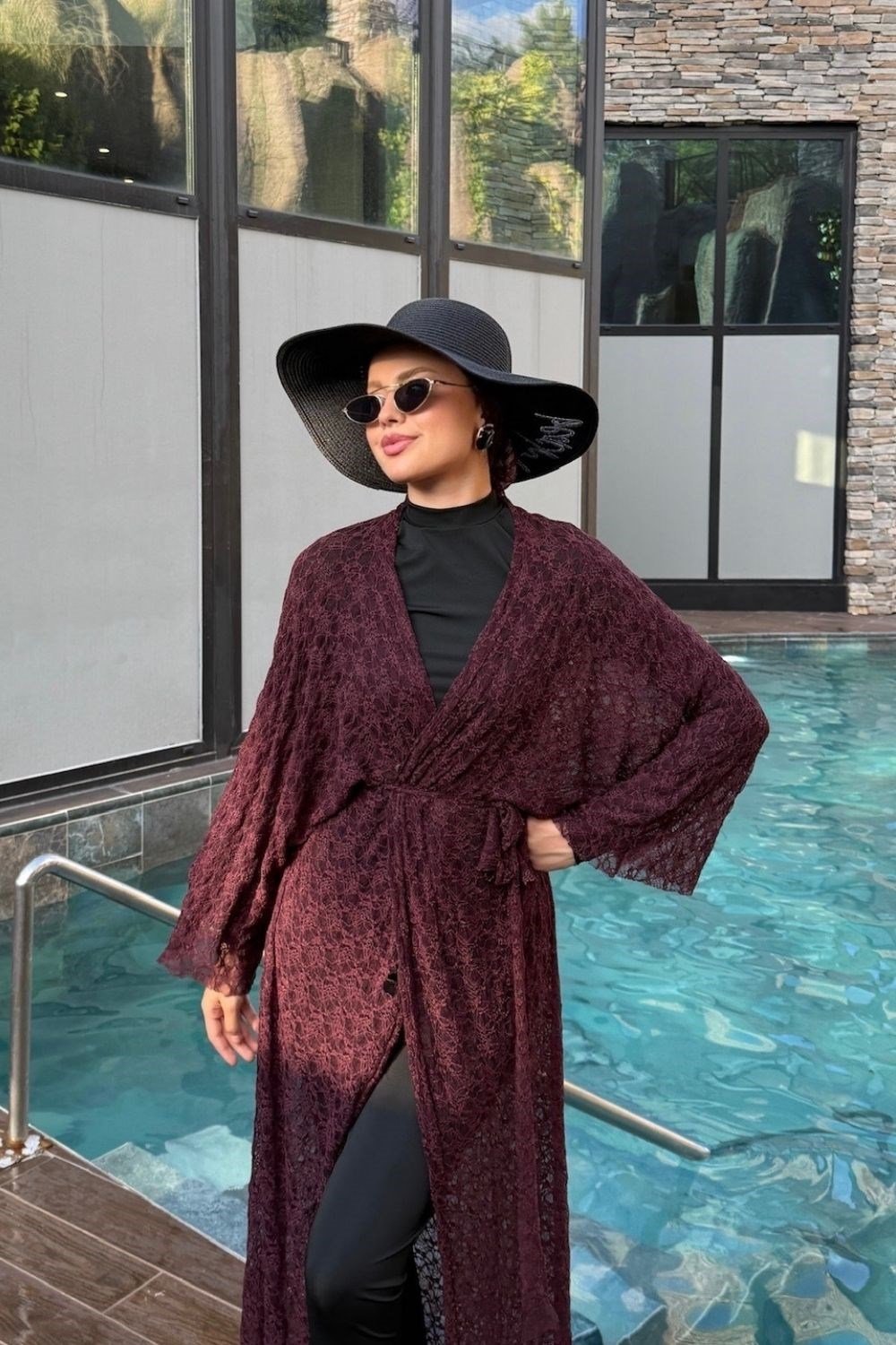 Rosa Bağlamalı Pareo Bordo 20276 