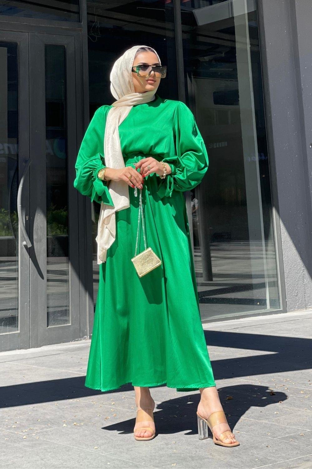 Havin Kemerli Elbise Yeşil 2028 