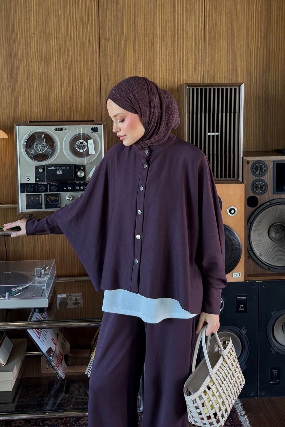 Yaprak Yarasa Kol Takım Mürdüm 20285 