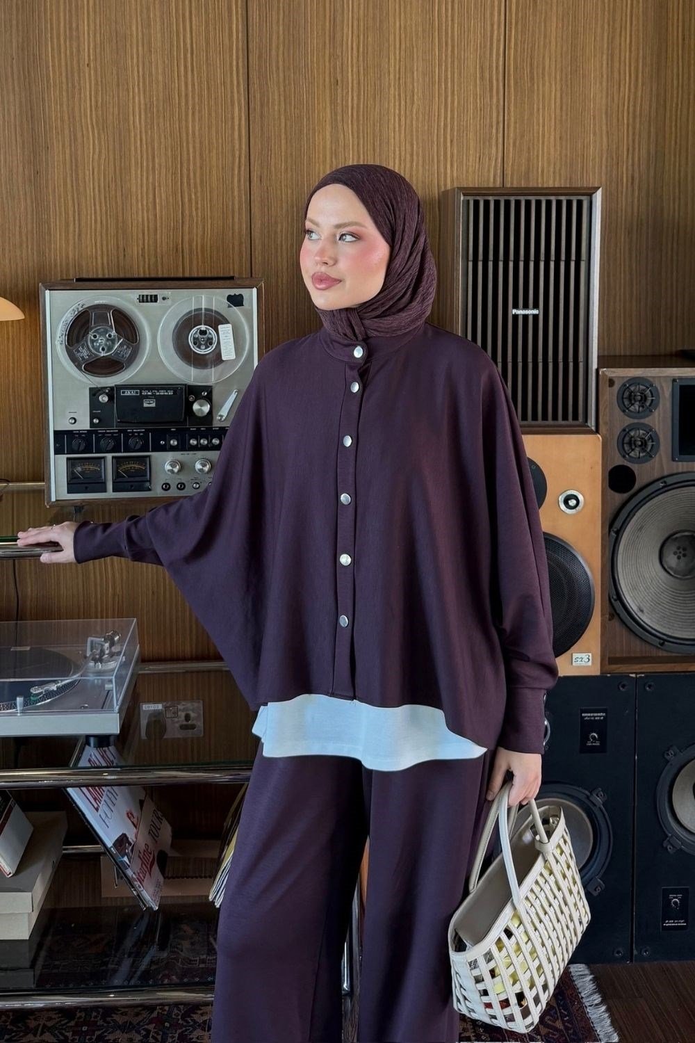 Yaprak Yarasa Kol Takım Mürdüm 20285 