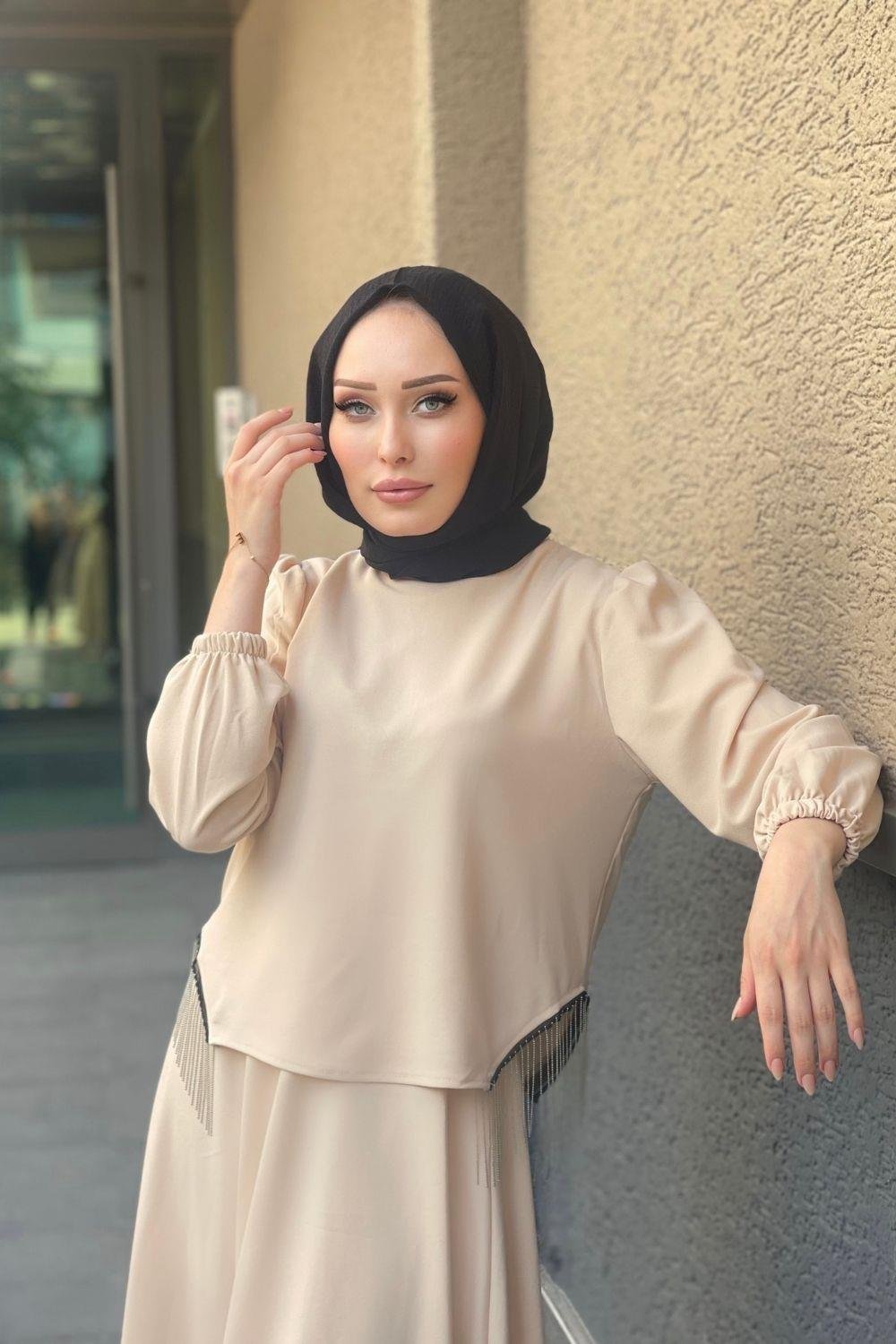 Roza Etekli Takım Bej 2030 