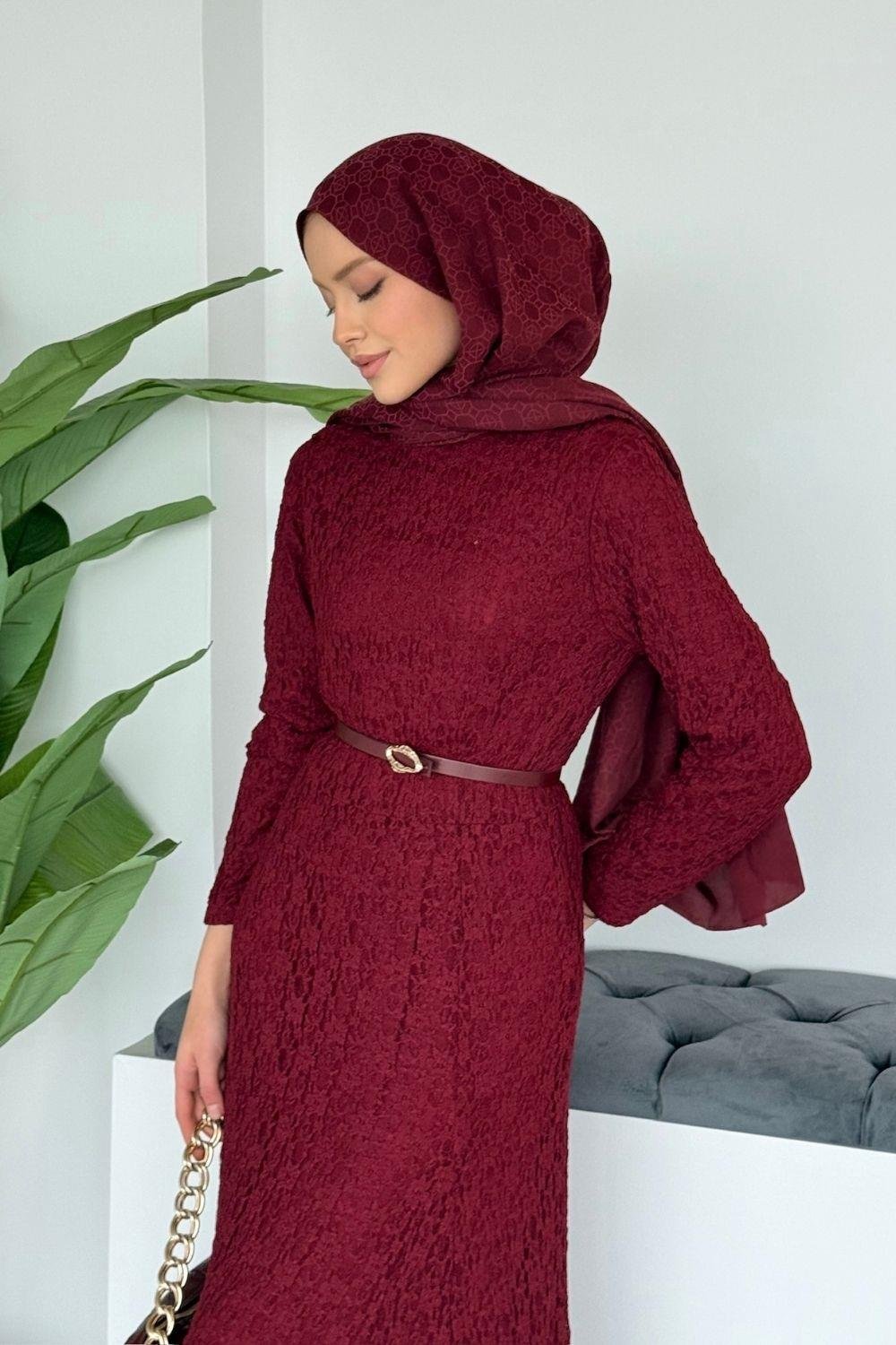 Dantelli Elbise Bordo 20370 