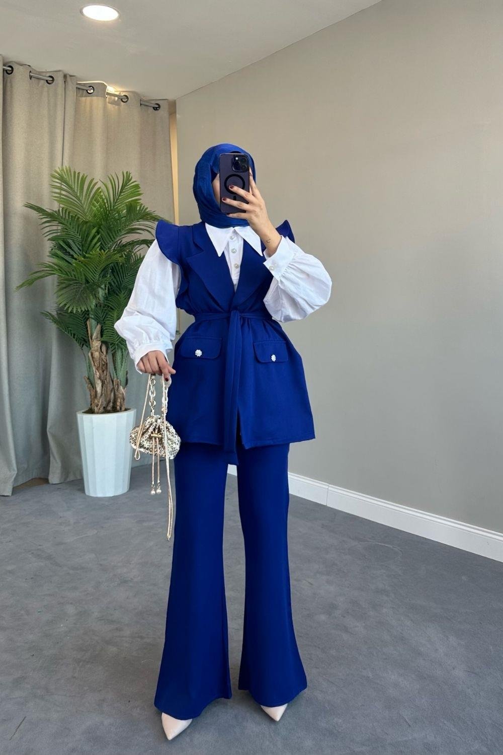 Hürrem Yelekli Takım Saks 2056 