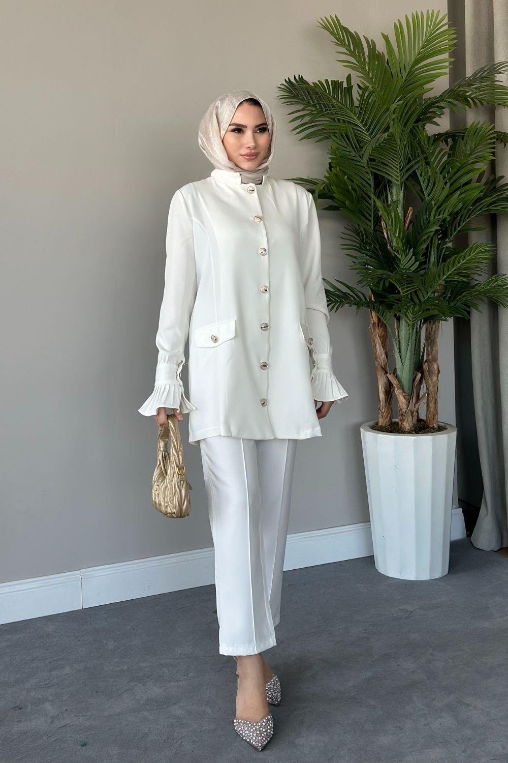 Maral Pantolonlu Takım Beyaz 20790 