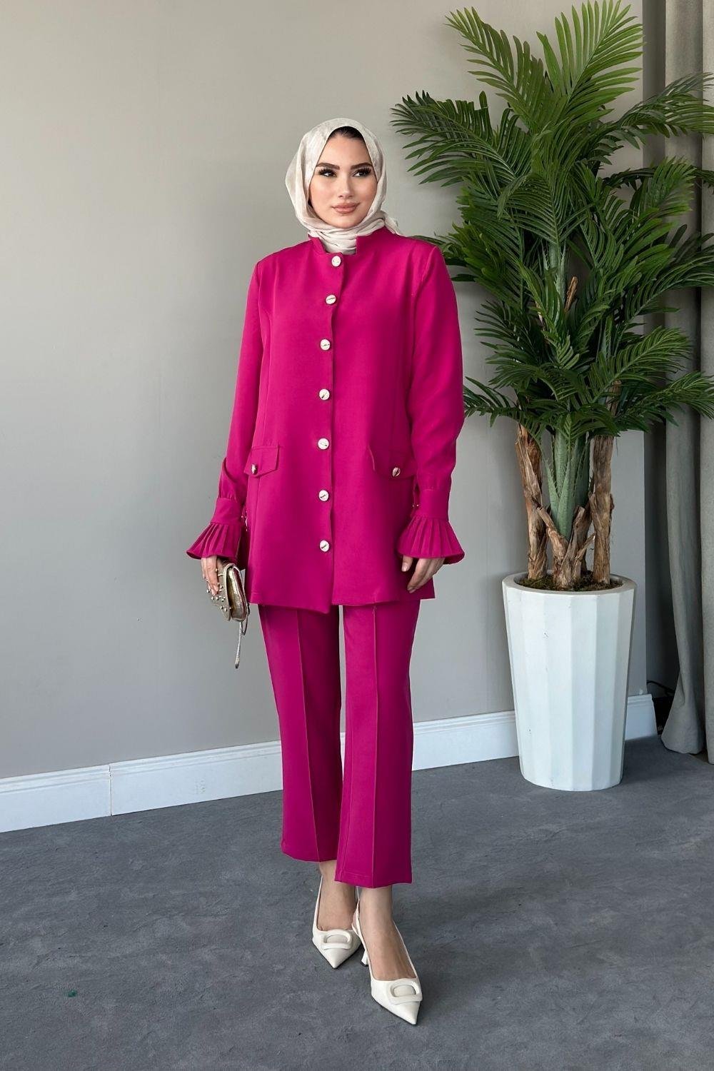 Maral Pantolonlu Takım Fuşya 20790 