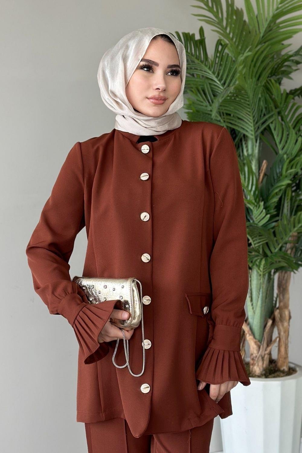 Maral Pantolonlu Takım Kahverengi 20790 