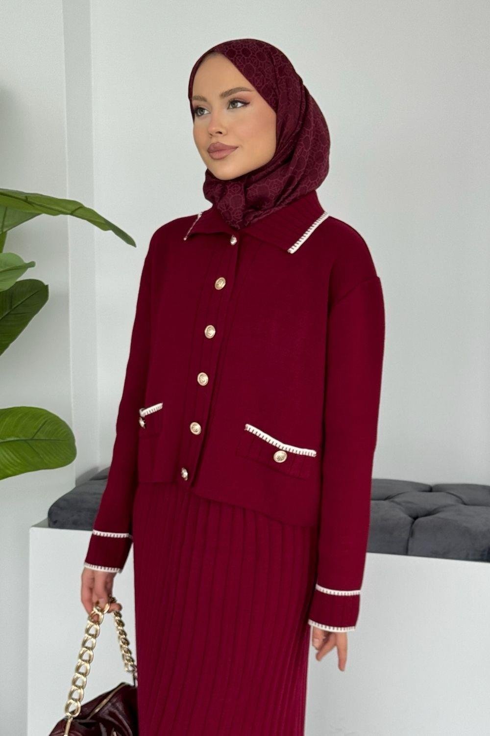 Pariss Etekli Triko Takım Bordo 20999 