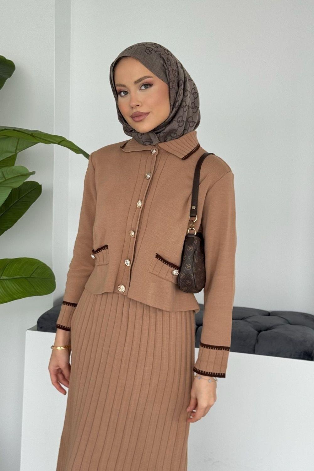 Pariss Etekli Triko Takım Camel 20999 