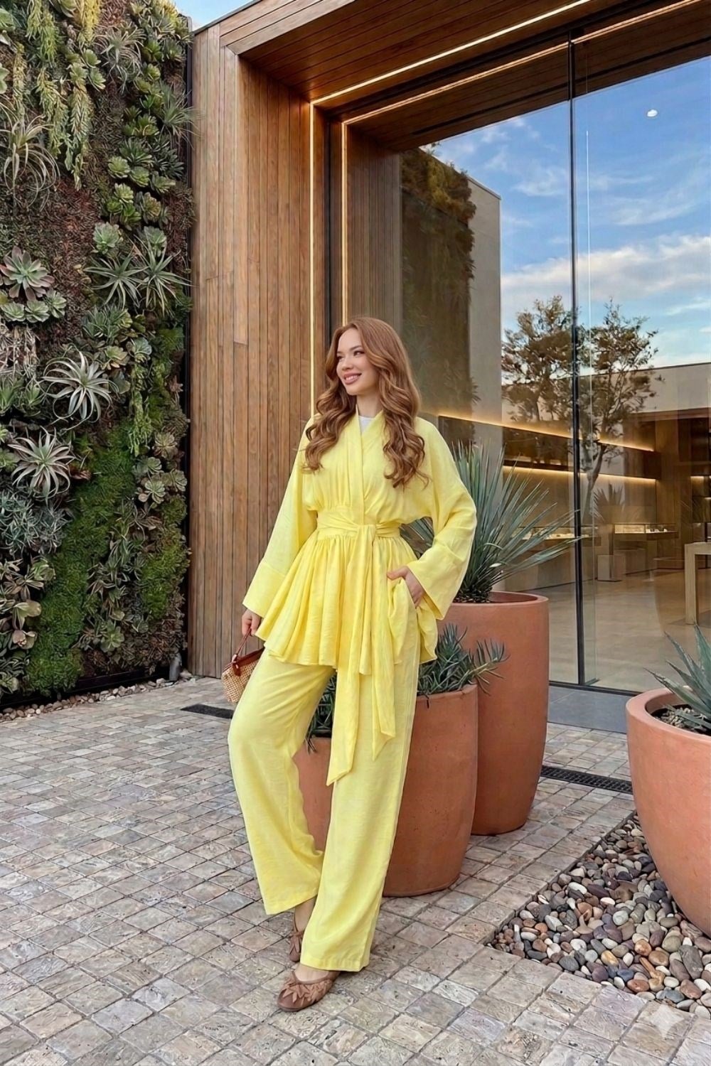 Vesper Kimono Takım Sarı 2111-1 