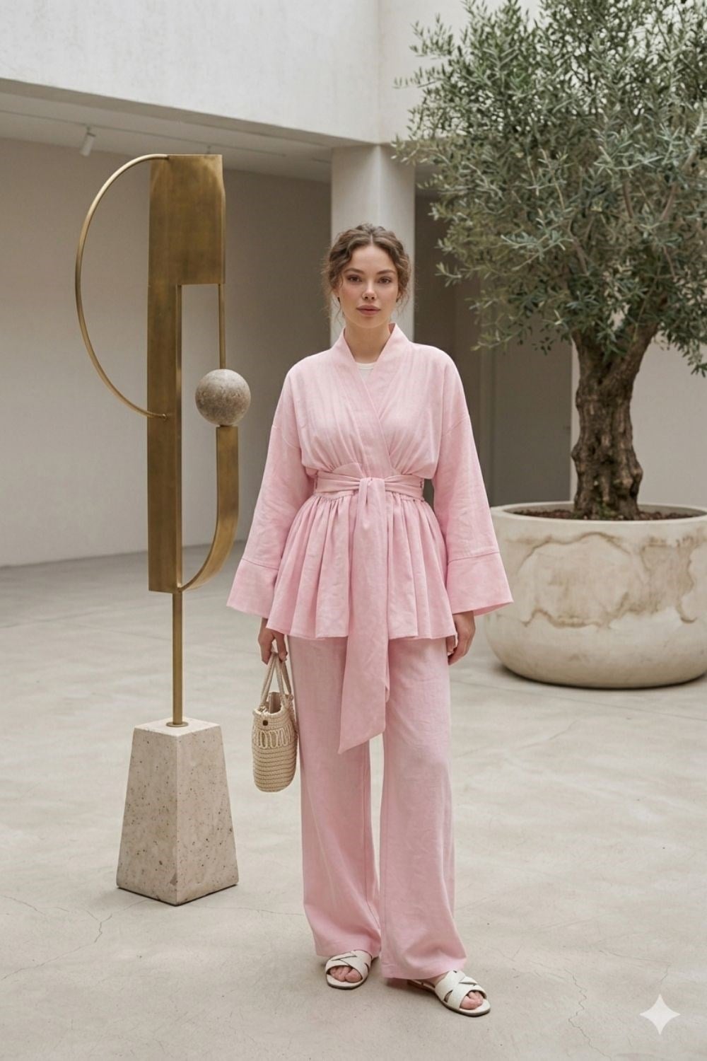 Vesper Kimono Takım Toz Pembe 2111-1 