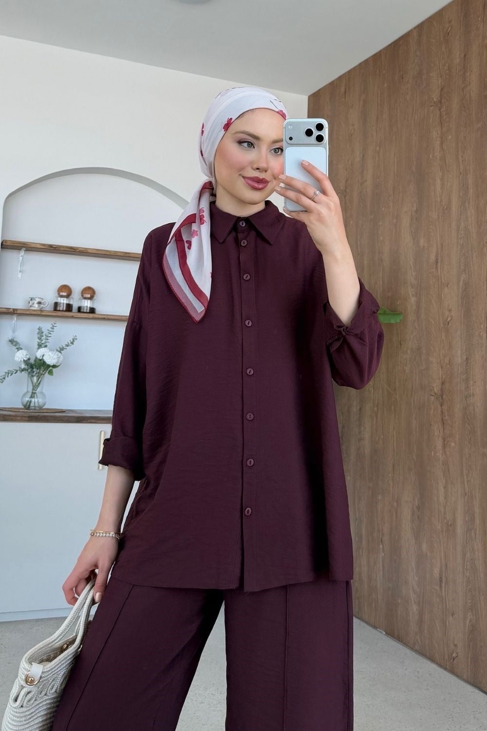 Pargalı Şalvar Takım Bordo 2113 