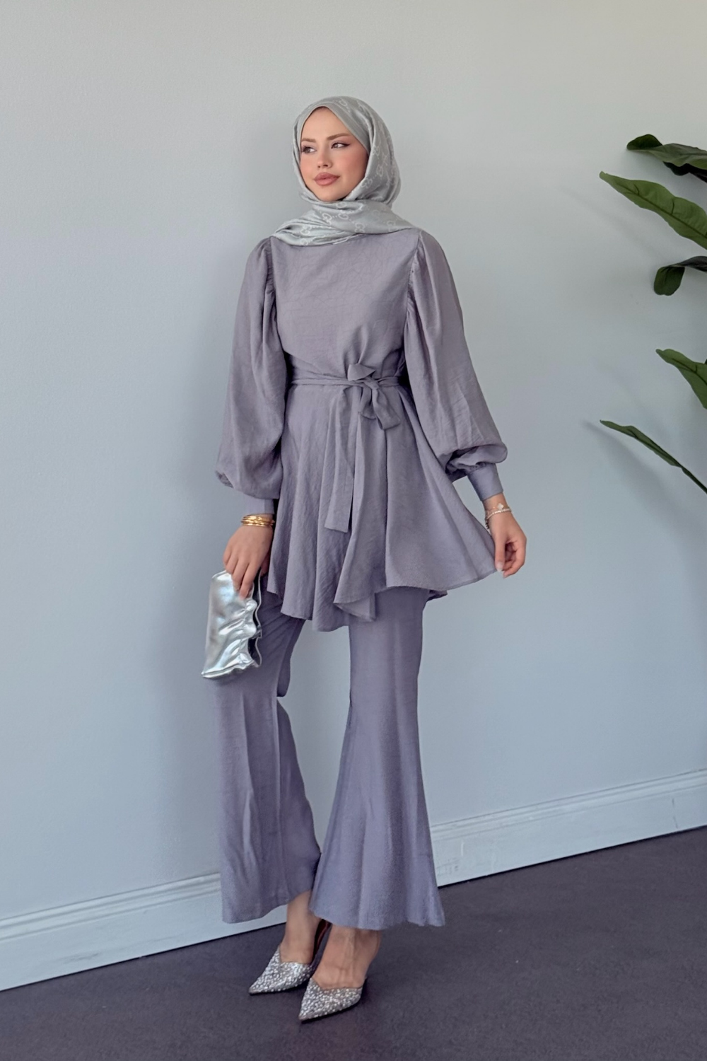 Tanya Pantolonlu Takım Gri 21140 