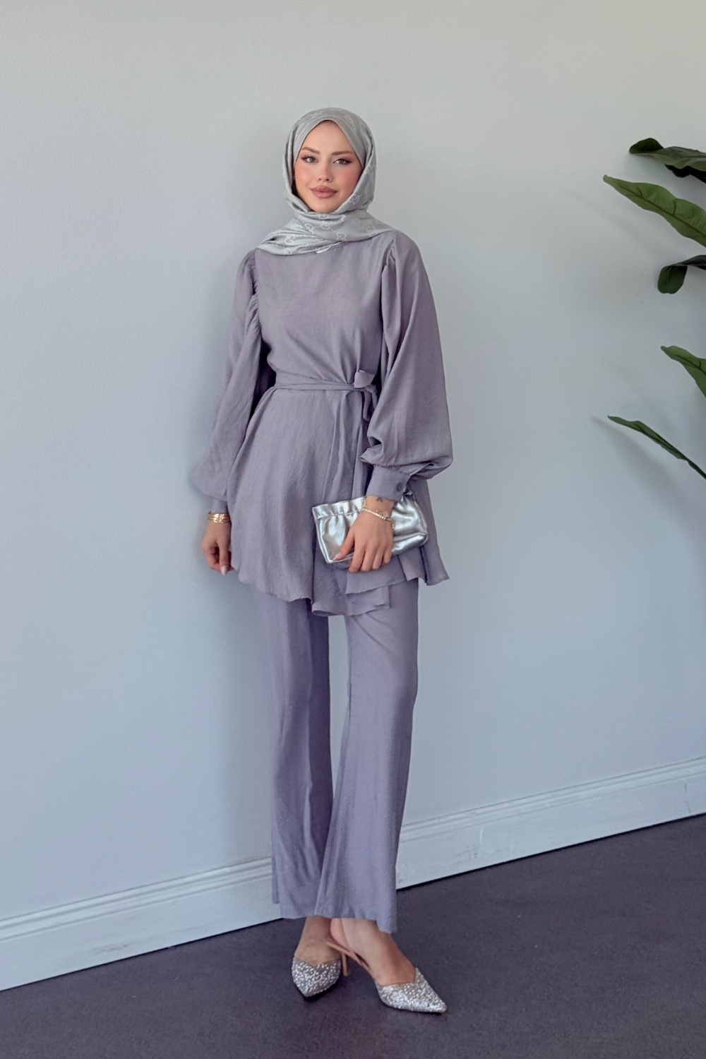 Tanya Pantolonlu Takım Gri 21140 