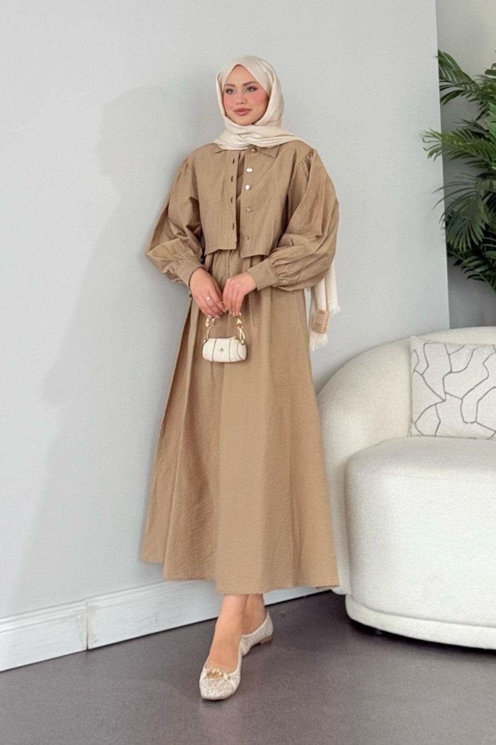 Çiçek Elbise Haki 2158 