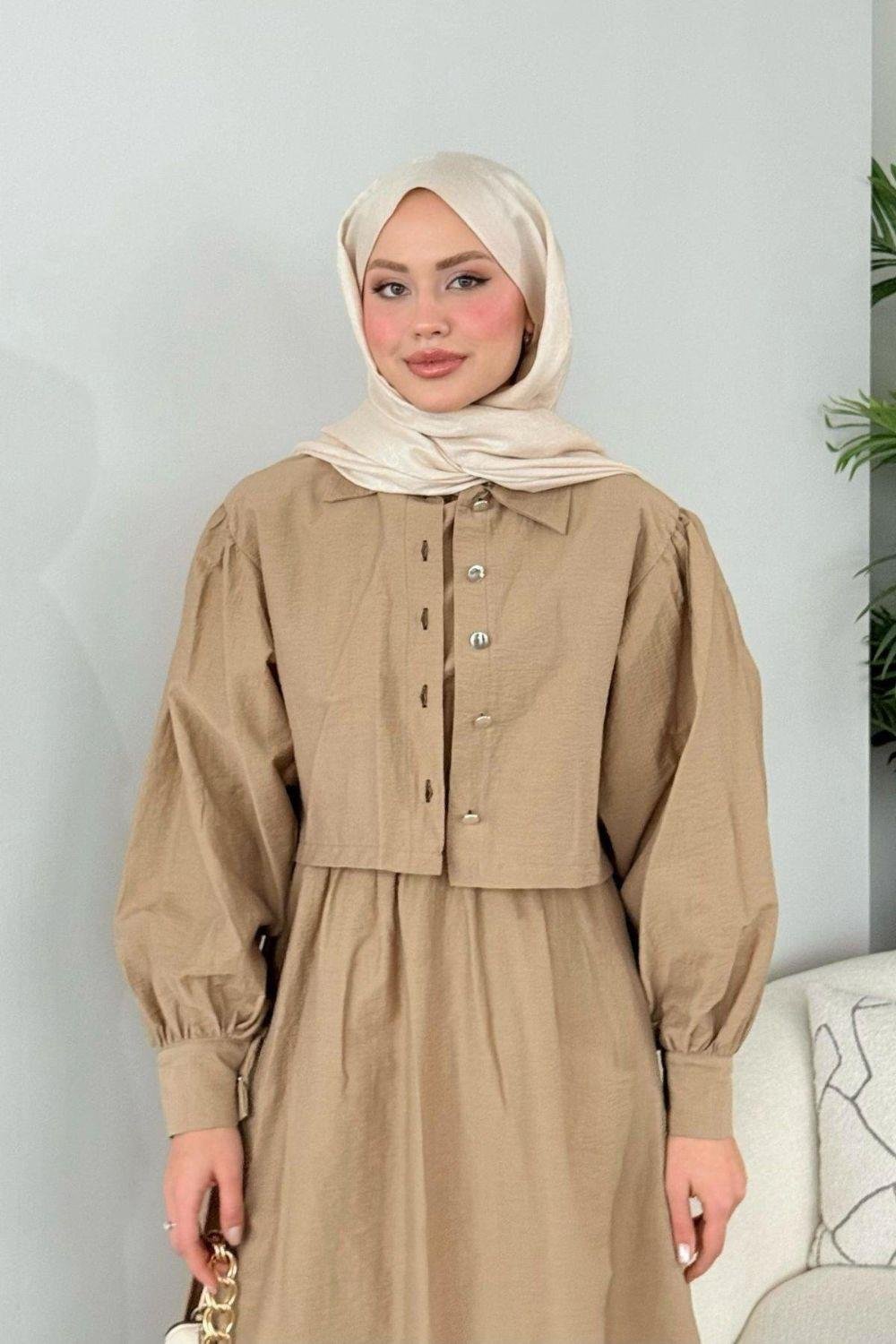 Çiçek Elbise Haki 2158 